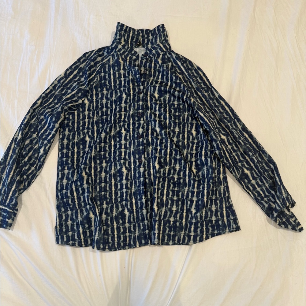Blue and White Patterned Shirt